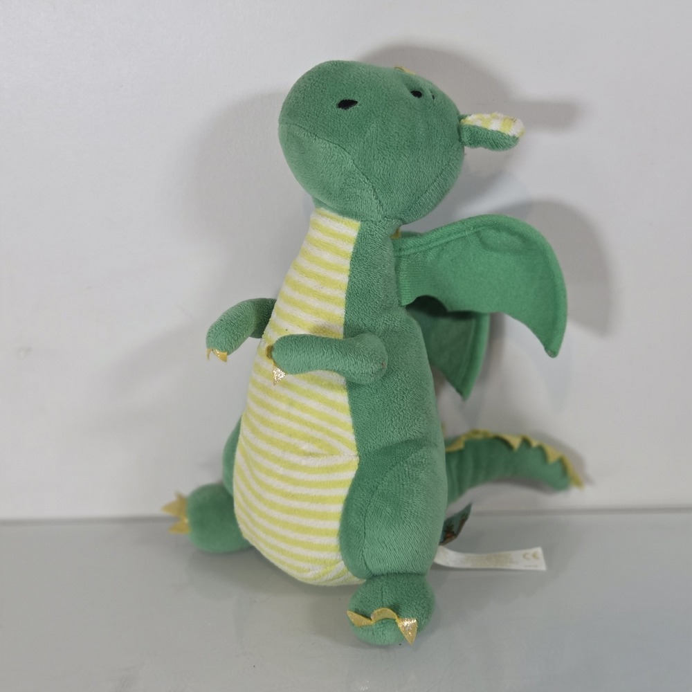 Bunnies by the Bay Plush Green Dragon Stuffed Animal Toy Sewn Eyes Striped Belly